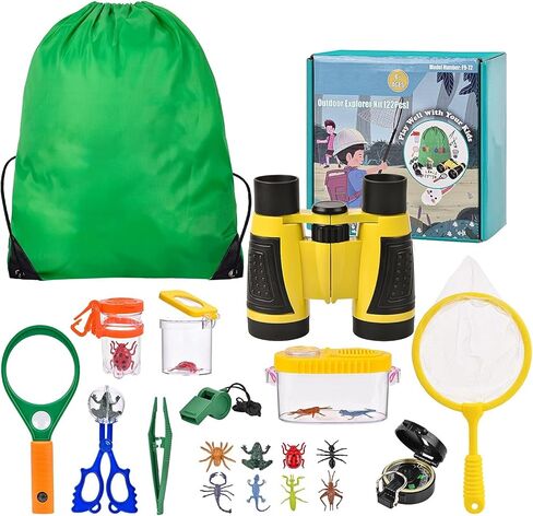 مجموعة هدايا مستكشف خارجية، مجموعة مناظير للاطفال، مجموعة استكشاف خارجية، افضل للاولاد والبنات من سن 8 سنوات فما فوق، مجموعة مغامرات للاطفال، مجموعة تعليمية خارجية للاطفال (22 قطعة) in Kuwait