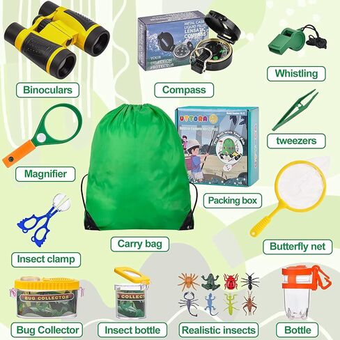 مجموعة هدايا مستكشف خارجية، مجموعة مناظير للاطفال، مجموعة استكشاف خارجية، افضل للاولاد والبنات من سن 8 سنوات فما فوق، مجموعة مغامرات للاطفال، مجموعة تعليمية خارجية للاطفال (22 قطعة) in Kuwait