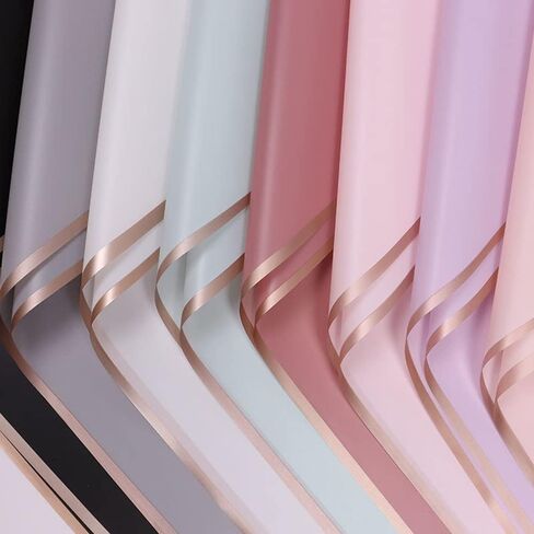 XIYUAN 20 Counts Gold Edge Fresh Flowers Wrapping Paper,DIY Crafts，Gift Packaging or Gift Box Packaging,Waterproof Flower Wrapping paper 22.8X22.8 inches Florist Bouquet Supplies, (Big Red) in Kuwait