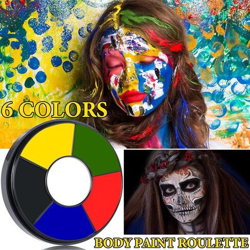 DuoZeng 6 Colors Face Body Paint Clown Makeup,Cream Halloween Black White Face Paint Special Effects Joker Zombie Bruise Makeup Kit,Professional Body Paint SFX Makeup Palette for Adults in Kuwait