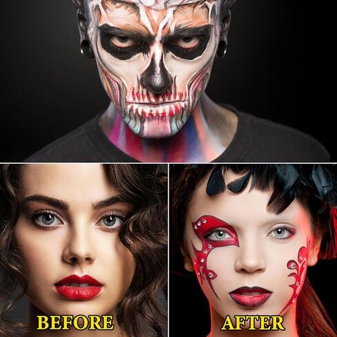 DuoZeng 6 Colors Face Body Paint Clown Makeup,Cream Halloween Black White Face Paint Special Effects Joker Zombie Bruise Makeup Kit,Professional Body Paint SFX Makeup Palette for Adults in Kuwait