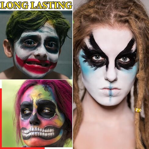 DuoZeng 6 Colors Face Body Paint Clown Makeup,Cream Halloween Black White Face Paint Special Effects Joker Zombie Bruise Makeup Kit,Professional Body Paint SFX Makeup Palette for Adults in Kuwait