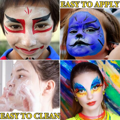 DuoZeng 6 Colors Face Body Paint Clown Makeup,Cream Halloween Black White Face Paint Special Effects Joker Zombie Bruise Makeup Kit,Professional Body Paint SFX Makeup Palette for Adults in Kuwait