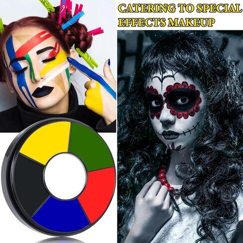 DuoZeng 6 Colors Face Body Paint Clown Makeup,Cream Halloween Black White Face Paint Special Effects Joker Zombie Bruise Makeup Kit,Professional Body Paint SFX Makeup Palette for Adults in Kuwait