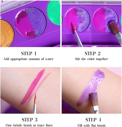 Silvercell Face and Body Paint Makeup Set UV Neon, Black Light Glow Water Activated Eyeliner in the Dark , 5 Bright Colors Fluorescent Painting Palette for Halloween Christmas Music Party (#01) in Saudi Arabia