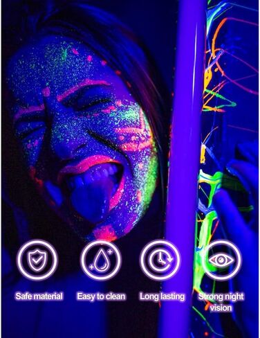Silvercell Face and Body Paint Makeup Set UV Neon, Black Light Glow Water Activated Eyeliner in the Dark , 5 Bright Colors Fluorescent Painting Palette for Halloween Christmas Music Party (#01) in Saudi Arabia