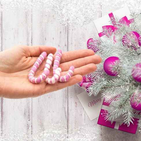 Glaciart One Felt Peppermint Decoration - DIY Garland, Arts Crafts Supplies, Cute Home Decor for Christmas - Baby Mobile Ornaments - Hand-Felted Natural Wool Material - Set of 10 in Kuwait