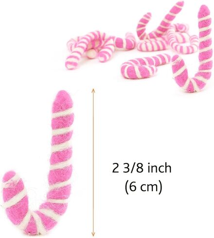 Glaciart One Felt Peppermint Decoration - DIY Garland, Arts Crafts Supplies, Cute Home Decor for Christmas - Baby Mobile Ornaments - Hand-Felted Natural Wool Material - Set of 10 in Kuwait