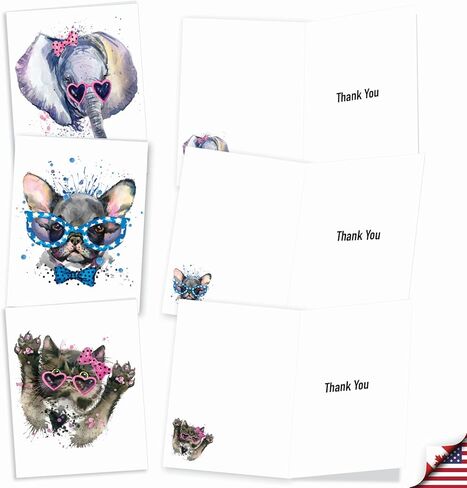 The Best Card Company 10 بطاقات تهنئة مع مظاريف مقاس 4 × 5.12 بوصة - بطاقات ملاحظات "حامل المزرعة" - قل شكرًا لحفلات الزفاف، وحفلات استقبال المولود الجديد، وعيد الشكر - مجموعة قرطاسية ممتنة M6595TYG in Kuwait