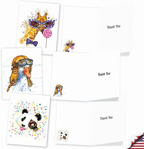 The Best Card Company 10 بطاقات تهنئة مع مظاريف مقاس 4 × 5.12 بوصة - بطاقات ملاحظات "حامل المزرعة" - قل شكرًا لحفلات الزفاف، وحفلات استقبال المولود الجديد، وعيد الشكر - مجموعة قرطاسية ممتنة M6595TYG in Kuwait
