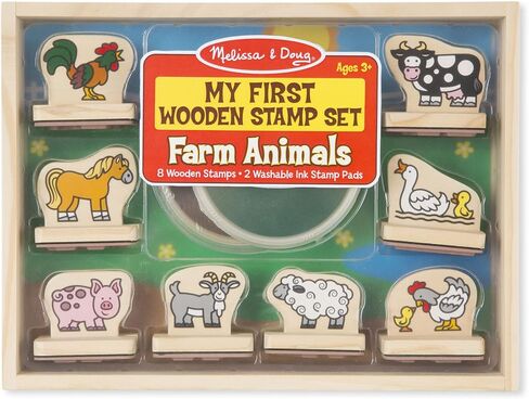 Melissa & Doug﻿ Farm Animals: My First Wooden Stamp Set Bundle with 1 Theme Compatible M&D Scratch Fun Mini-Pad (02390) in Saudi Arabia
