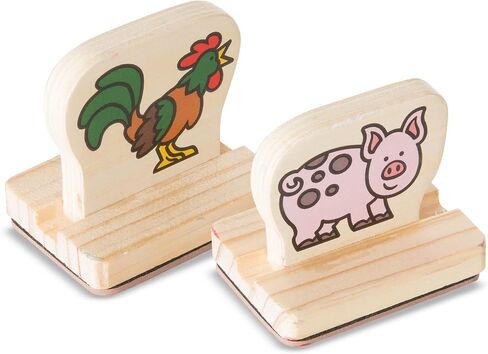Melissa & Doug﻿ Farm Animals: My First Wooden Stamp Set Bundle with 1 Theme Compatible M&D Scratch Fun Mini-Pad (02390) in Saudi Arabia