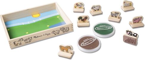 Melissa & Doug﻿ Farm Animals: My First Wooden Stamp Set Bundle with 1 Theme Compatible M&D Scratch Fun Mini-Pad (02390) in Saudi Arabia