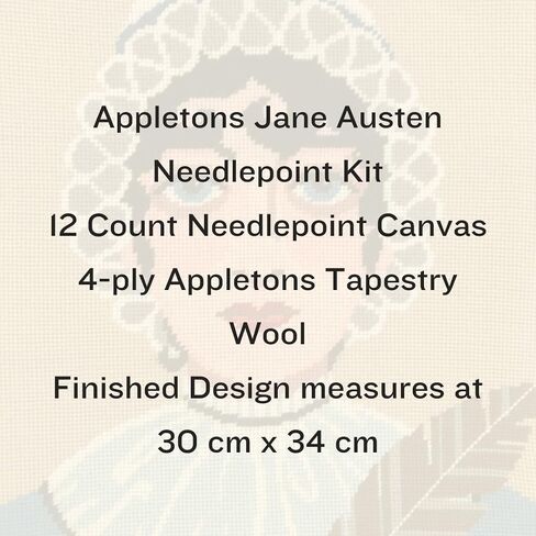 HM NABAVIAN Appletons Wool Needlepoint Kit – Portraits Range - Jane Austen Designed by Emily Peacock in Saudi Arabia