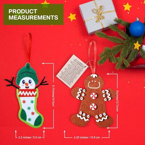 مجموعة أدوات زينة عيد الميلاد المكونة من 24 قطعة من Jetec تتضمن 12 قطعة من زينة رجل خبز الزنجبيل، و12 قطعة من زينة شجرة عيد الميلاد المعلقة للأطفال in Kuwait