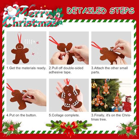 مجموعة أدوات زينة عيد الميلاد المكونة من 24 قطعة من Jetec تتضمن 12 قطعة من زينة رجل خبز الزنجبيل، و12 قطعة من زينة شجرة عيد الميلاد المعلقة للأطفال in Kuwait