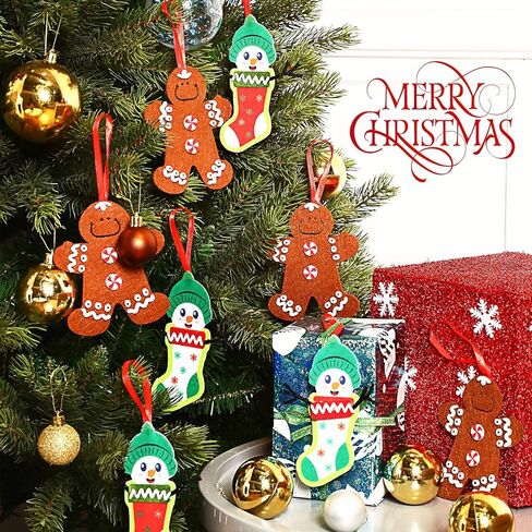 مجموعة أدوات زينة عيد الميلاد المكونة من 24 قطعة من Jetec تتضمن 12 قطعة من زينة رجل خبز الزنجبيل، و12 قطعة من زينة شجرة عيد الميلاد المعلقة للأطفال in Kuwait
