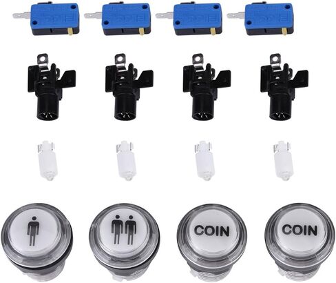 Arcade Game Buttons -- 4 x LED Start Push Button Kit Part 1 Player + 2 Player + LED Coin Buttons for Arcade in Saudi Arabia