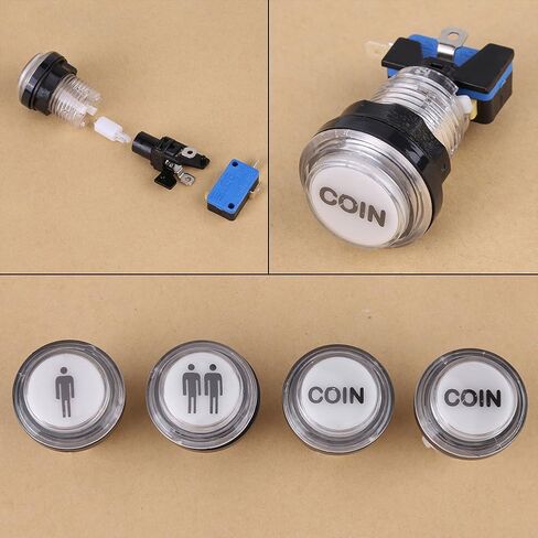 Arcade Game Buttons -- 4 x LED Start Push Button Kit Part 1 Player + 2 Player + LED Coin Buttons for Arcade in Saudi Arabia