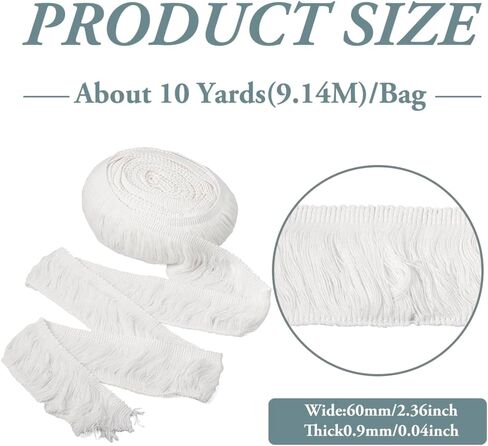 10Yards/9.14m Cotton Fringe Tassel Lace Trim 2-3/8 Inch Black Cotton Sewing Fringe Trim for DIY Clothes Sewing Curtain Lampshade Decoration Crafts in Kuwait