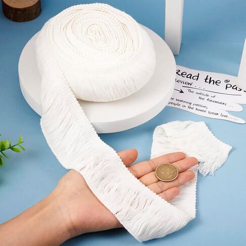 10Yards/9.14m Cotton Fringe Tassel Lace Trim 2-3/8 Inch Black Cotton Sewing Fringe Trim for DIY Clothes Sewing Curtain Lampshade Decoration Crafts in Kuwait