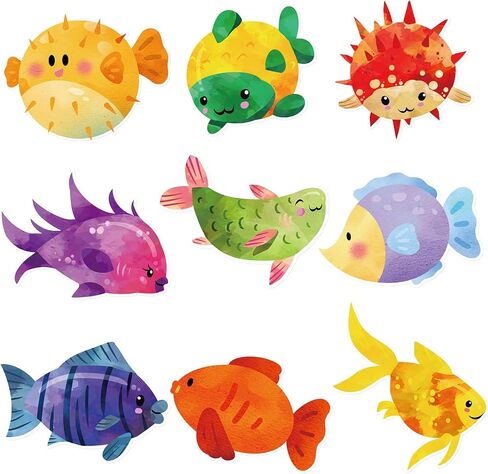 54Pcs Fish Cutouts Summer Tropical Fish Sea Animal Cut-Outs for Ocean Theme Party Supplies Home Classroom Bulletin Board Decoration in Saudi Arabia
