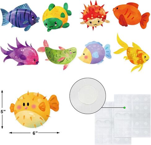 54Pcs Fish Cutouts Summer Tropical Fish Sea Animal Cut-Outs for Ocean Theme Party Supplies Home Classroom Bulletin Board Decoration in Saudi Arabia