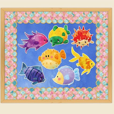 54Pcs Fish Cutouts Summer Tropical Fish Sea Animal Cut-Outs for Ocean Theme Party Supplies Home Classroom Bulletin Board Decoration in Saudi Arabia