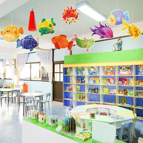 54Pcs Fish Cutouts Summer Tropical Fish Sea Animal Cut-Outs for Ocean Theme Party Supplies Home Classroom Bulletin Board Decoration in Saudi Arabia