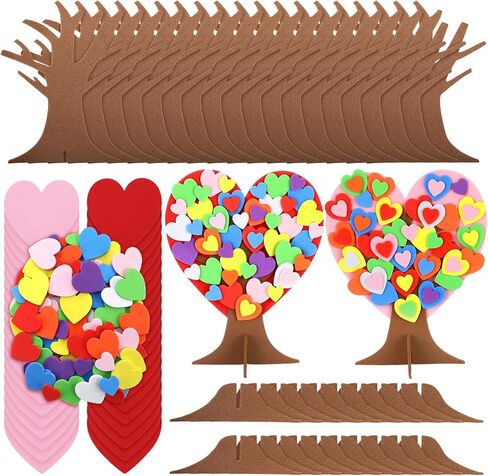 Hungdao 20 Sets 3D Love Heart Tree Foam Stickers Craft Set DIY Valentine's Day Foam Tree of Heart Self Adhesive for Kids Family Activity Art Project Wedding Valentines Mother's Day (Multicolor) in Saudi Arabia