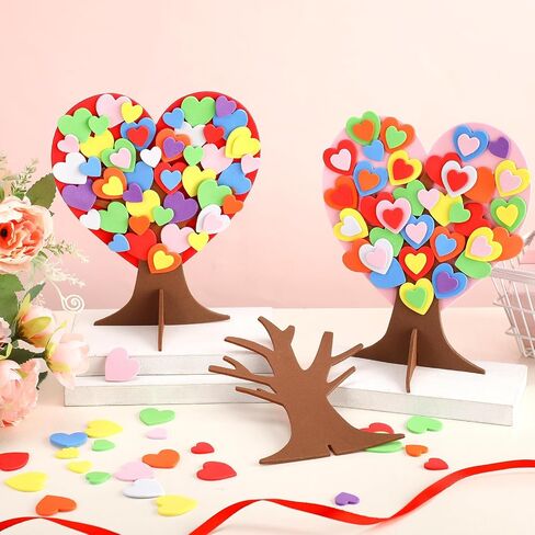 Hungdao 20 Sets 3D Love Heart Tree Foam Stickers Craft Set DIY Valentine's Day Foam Tree of Heart Self Adhesive for Kids Family Activity Art Project Wedding Valentines Mother's Day (Multicolor) in Saudi Arabia