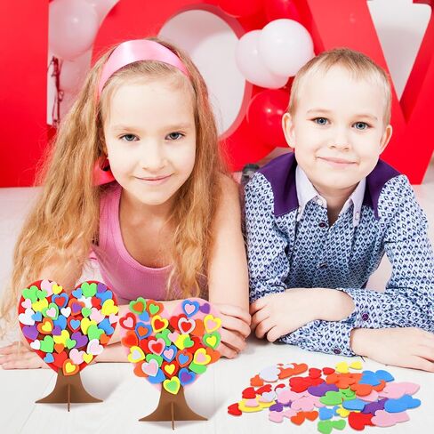 Hungdao 20 Sets 3D Love Heart Tree Foam Stickers Craft Set DIY Valentine's Day Foam Tree of Heart Self Adhesive for Kids Family Activity Art Project Wedding Valentines Mother's Day (Multicolor) in Saudi Arabia