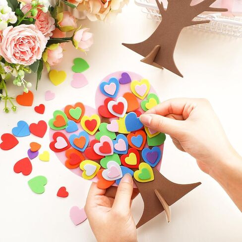 Hungdao 20 Sets 3D Love Heart Tree Foam Stickers Craft Set DIY Valentine's Day Foam Tree of Heart Self Adhesive for Kids Family Activity Art Project Wedding Valentines Mother's Day (Multicolor) in Saudi Arabia