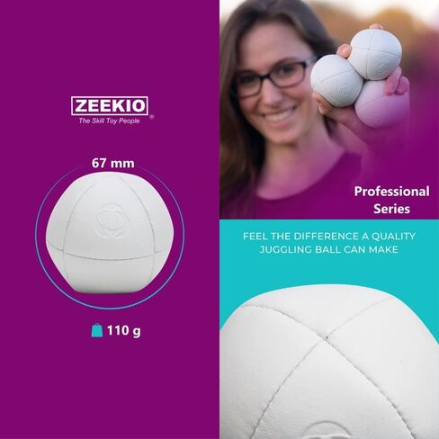 كرات اللعب من سلسلة Zeekio Taylor Tries Signature Pro - كرة احترافية مكونة من 8 ألواح مع حقيبة حمل برباط - 110 جرام، 67 ملم - مجموعة من 3 قطع (أزرق/أخضر/وردي) in Kuwait