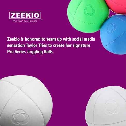 كرات اللعب من سلسلة Zeekio Taylor Tries Signature Pro - كرة احترافية مكونة من 8 ألواح مع حقيبة حمل برباط - 110 جرام، 67 ملم - مجموعة من 3 قطع (أزرق/أخضر/وردي) in Kuwait