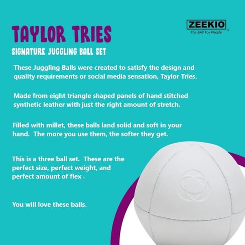 كرات اللعب من سلسلة Zeekio Taylor Tries Signature Pro - كرة احترافية مكونة من 8 ألواح مع حقيبة حمل برباط - 110 جرام، 67 ملم - مجموعة من 3 قطع (أزرق/أخضر/وردي) in Kuwait