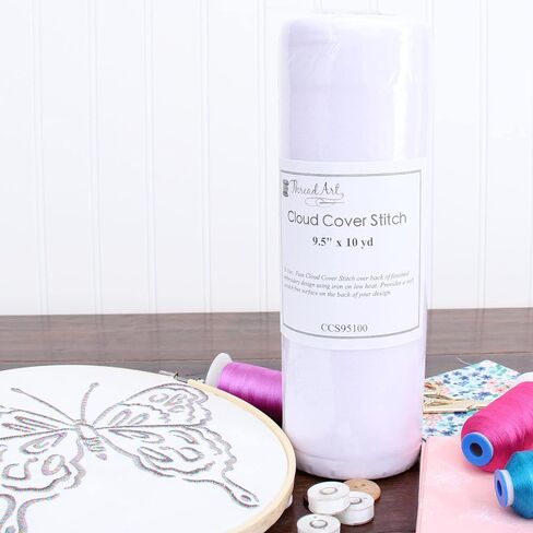 Threadart Cloud Cover Stitch Roll | Fusible Lightweight Fabric | 9.5" x 10yd Roll | Make The Back of Your Machine Embroidery Baby Soft | Iron On in Saudi Arabia