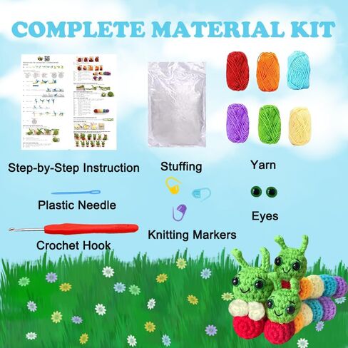 مجموعة Yarniss Crochet للمبتدئين مع كرات الغزل والخيط، بما في ذلك خطافات الكروشيه المريحة 0.5 مم ~ 8.0 مم والإكسسوارات in Kuwait