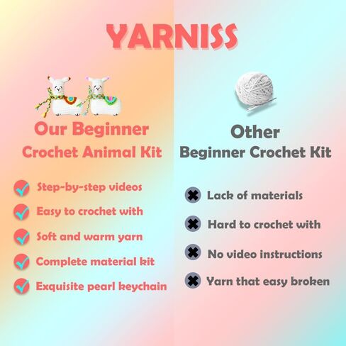 مجموعة Yarniss Crochet للمبتدئين مع كرات الغزل والخيط، بما في ذلك خطافات الكروشيه المريحة 0.5 مم ~ 8.0 مم والإكسسوارات in Kuwait