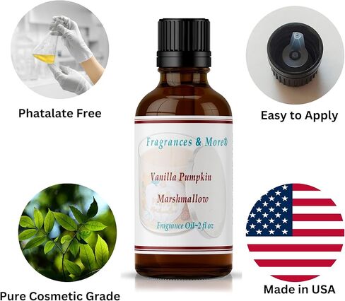 فراجرانسز اند مور ® زيت عطري برائحة الفانيليا واليقطين والمارشميلو | لصنع الصابون | صناعة الشموع | للاستخدام مع موزعات الروائح | اضافة الى منتجات الاستحمام والجسم | روائح المنزل والمكتب | زجاجة in Kuwait