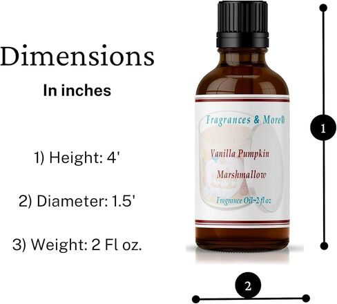 فراجرانسز اند مور ® زيت عطري برائحة الفانيليا واليقطين والمارشميلو | لصنع الصابون | صناعة الشموع | للاستخدام مع موزعات الروائح | اضافة الى منتجات الاستحمام والجسم | روائح المنزل والمكتب | زجاجة in Kuwait