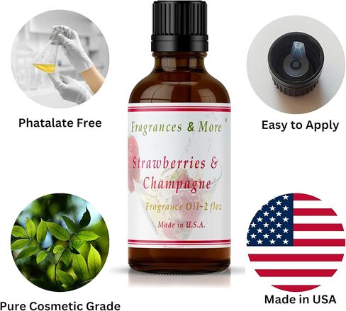 عطور وأكثر - زيت عطري بالفراولة والشمبانيا لصنع الشموع 2 أونصة. (60 مل) روائح الشموع لصنع الشموع. زيت معطر للمنزل. الزيوت العطرية لصناعة الصابون. الزيوت العطرية. in Kuwait