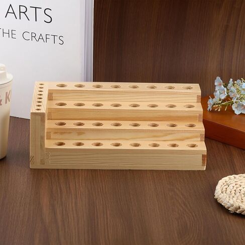 GLOBLELAND Wooden Paint Organizer Paint Rack Pigment Inks Storage Organizer for Brushes Paint Art Tools 40 Holes 10.7 x 6.3 Inch in Saudi Arabia