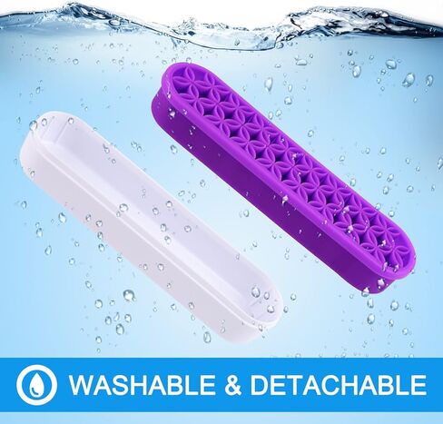 QUACOWW 2Pcs Purple Silicone Makeup Brush Holder Organizer Multifunctional Desktop Organizers Make Up Brush Storage Stand for Art Supplies Painting Pen Brushes Eyeliner Pencil and Craft Tools in Kuwait