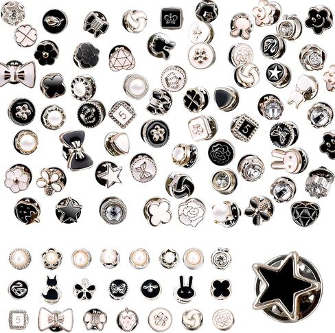 80 Sets Brooch Pin Assorted Instant Buttons Jean Buttons Pins Mini Pins Shirt Brooch Buttons Small Safety Lapel Pins for Women Clothes Jeans Coat Dress Sweater Hat Bags Decoration, 0.39 Inch in Saudi Arabia