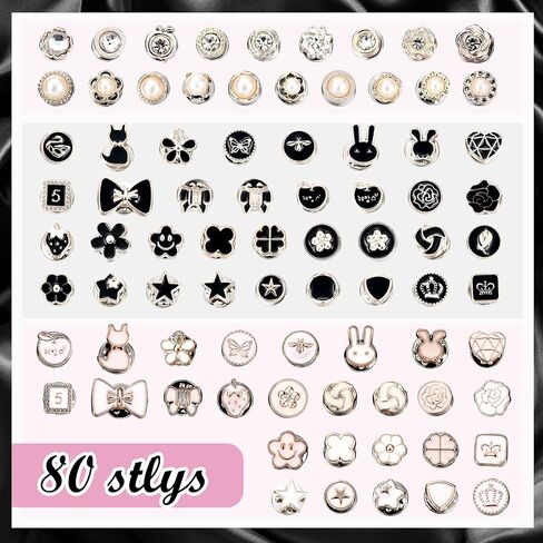 80 Sets Brooch Pin Assorted Instant Buttons Jean Buttons Pins Mini Pins Shirt Brooch Buttons Small Safety Lapel Pins for Women Clothes Jeans Coat Dress Sweater Hat Bags Decoration, 0.39 Inch in Saudi Arabia