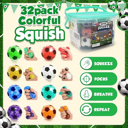 كرات الضغط الإسفنجية للأطفال - 32 عبوة من كرات الضغط السائبة، كرات إسفنجية للضغط على ألعاب الململة، كرات الضغط الحسية للأطفال الذين يعانون من AHDH، والتوحد، وحشو حقائب هدايا عيد الميلاد، وحشوات للتخزين in Kuwait
