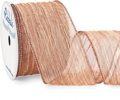 Ribbli Dusty Blue Crinkled Wired Ribbon 2.5 Inch with Metallic Wavy Christmas Ribbon for Cristmas Tree Topper Bow Wreaths Swags Gift Wrapping Wedding Decoration-Countinuous 10 Yard in Kuwait