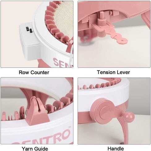 الة حياكة بـ 48 ابرة، لوح حياكة دوار من بلاستيك باياو بتصميم دائري مزدوج للحياكة والوشاح والقبعات والجوارب والقفازات والعاب للبالغين والاطفال in Kuwait