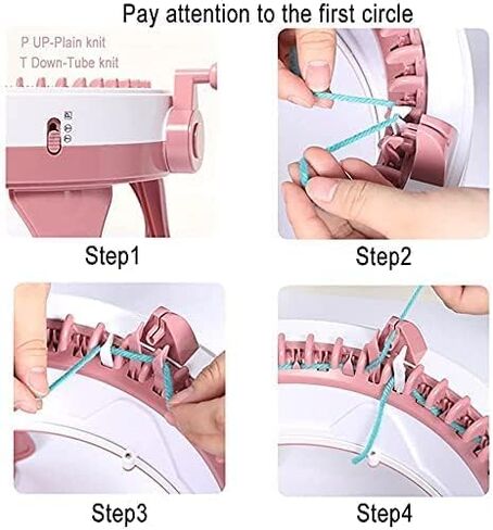 الة حياكة بـ 48 ابرة، لوح حياكة دوار من بلاستيك باياو بتصميم دائري مزدوج للحياكة والوشاح والقبعات والجوارب والقفازات والعاب للبالغين والاطفال in Kuwait